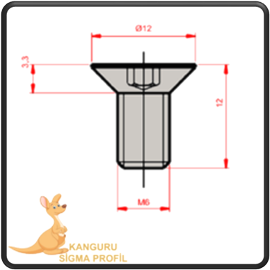 M6 Havşa Baş Civata 12 mm